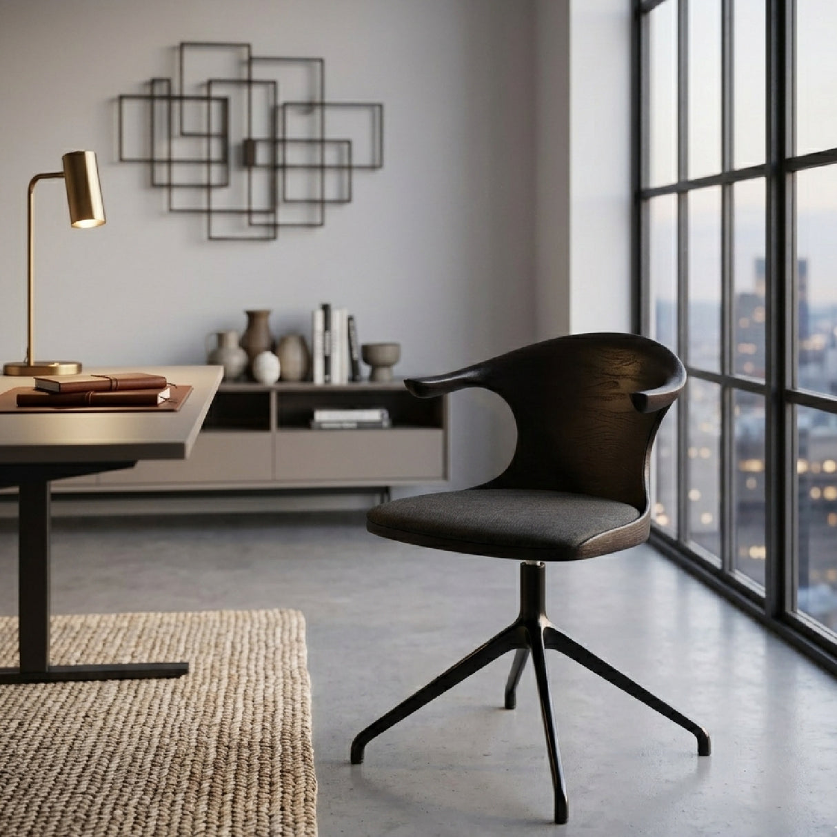 Modern European furniture - Varnished Teak Cushioned Office Chair - www.oroa.com | Oroa.com