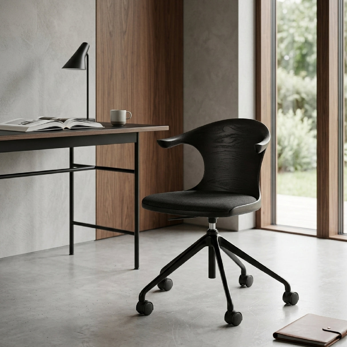 Modern European furniture - Varnished Teak Cushioned Office Chair - www.oroa.com | Oroa.com