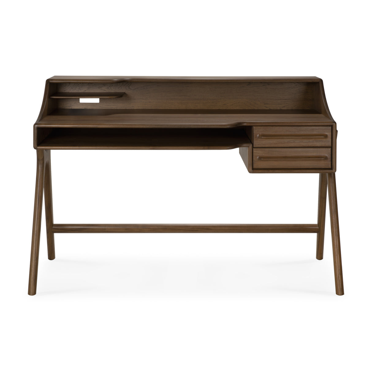 Varnished Teak 2-Drawer Desk | Oroa.com