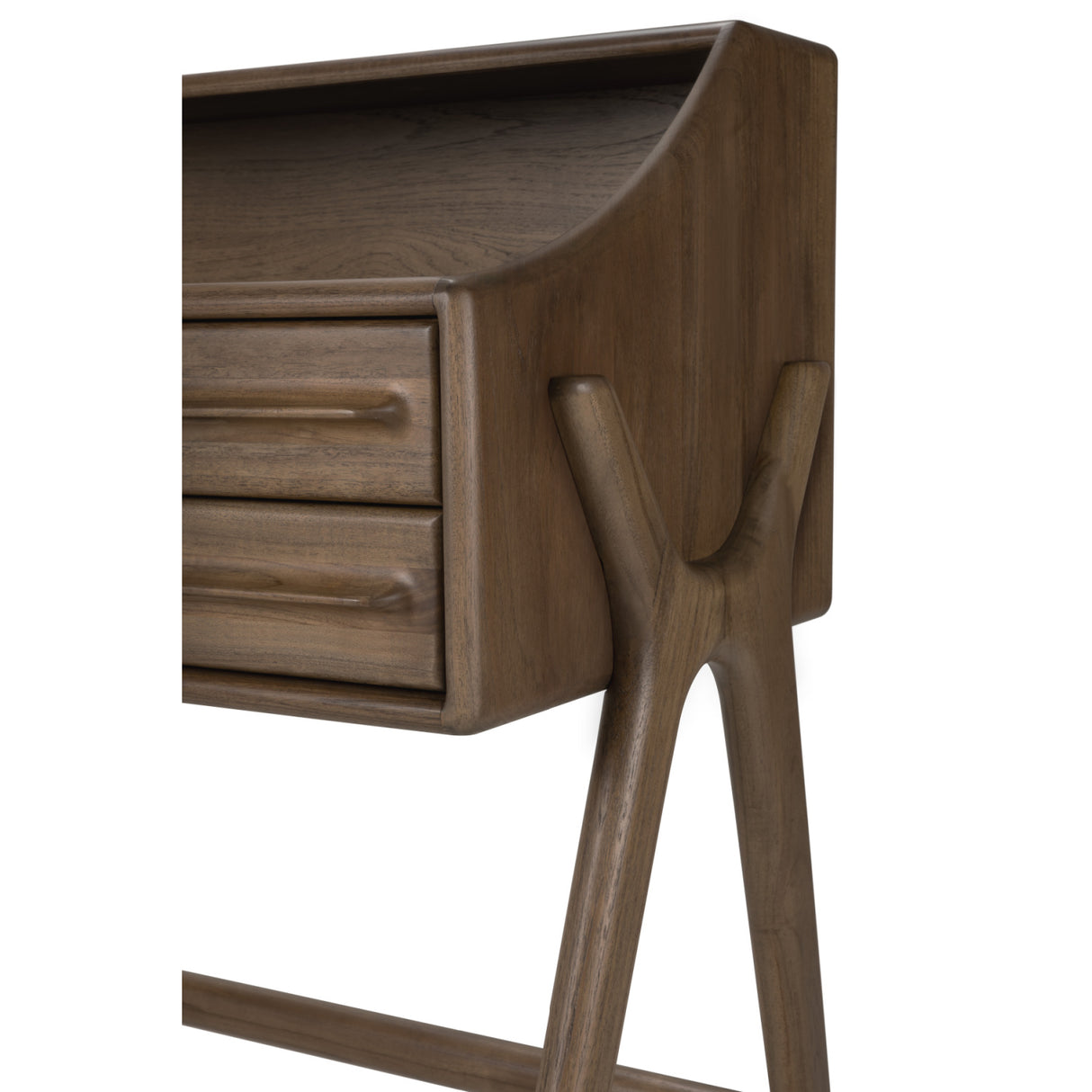 Varnished Teak 2-Drawer Desk | Oroa.com