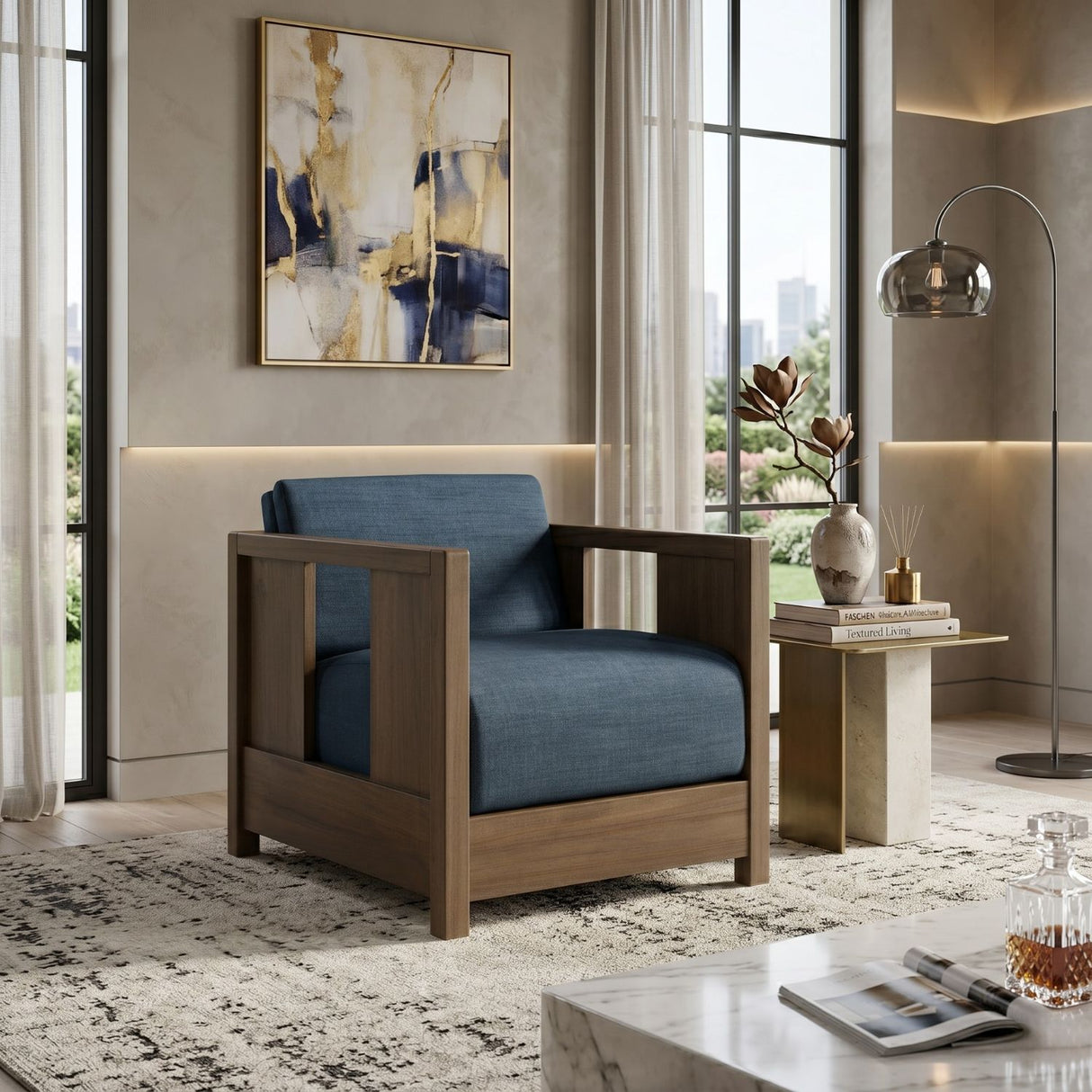 Modern or European furniture - Fabric Cushioned Lounge Chair - www.oroa.com | Oroa.com