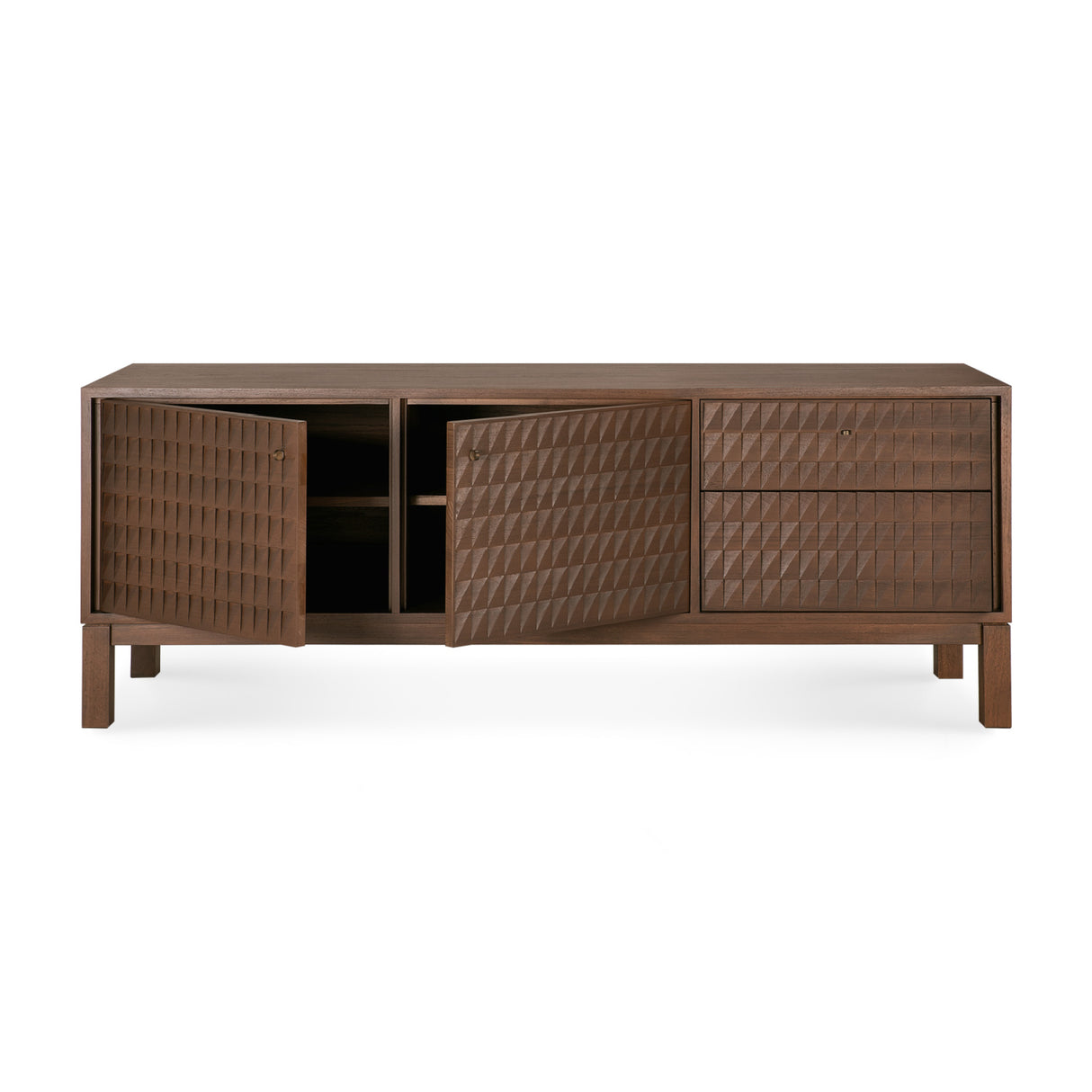 Modern European furniture - Brown Teak Carved TV Cabinet - www.oroa.com | Oroa.com