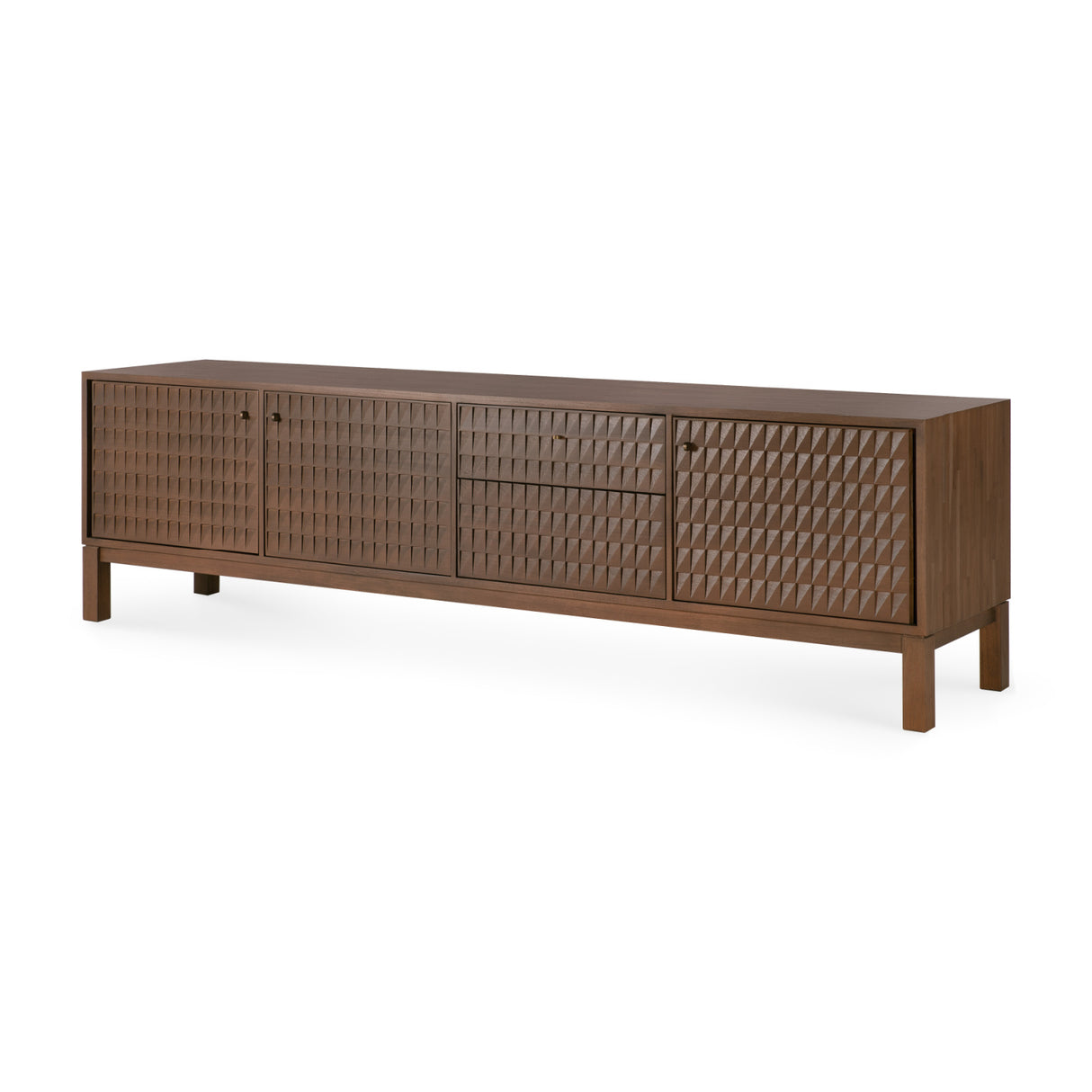 Modern European furniture - Brown Teak Carved TV Cabinet - www.oroa.com | Oroa.com