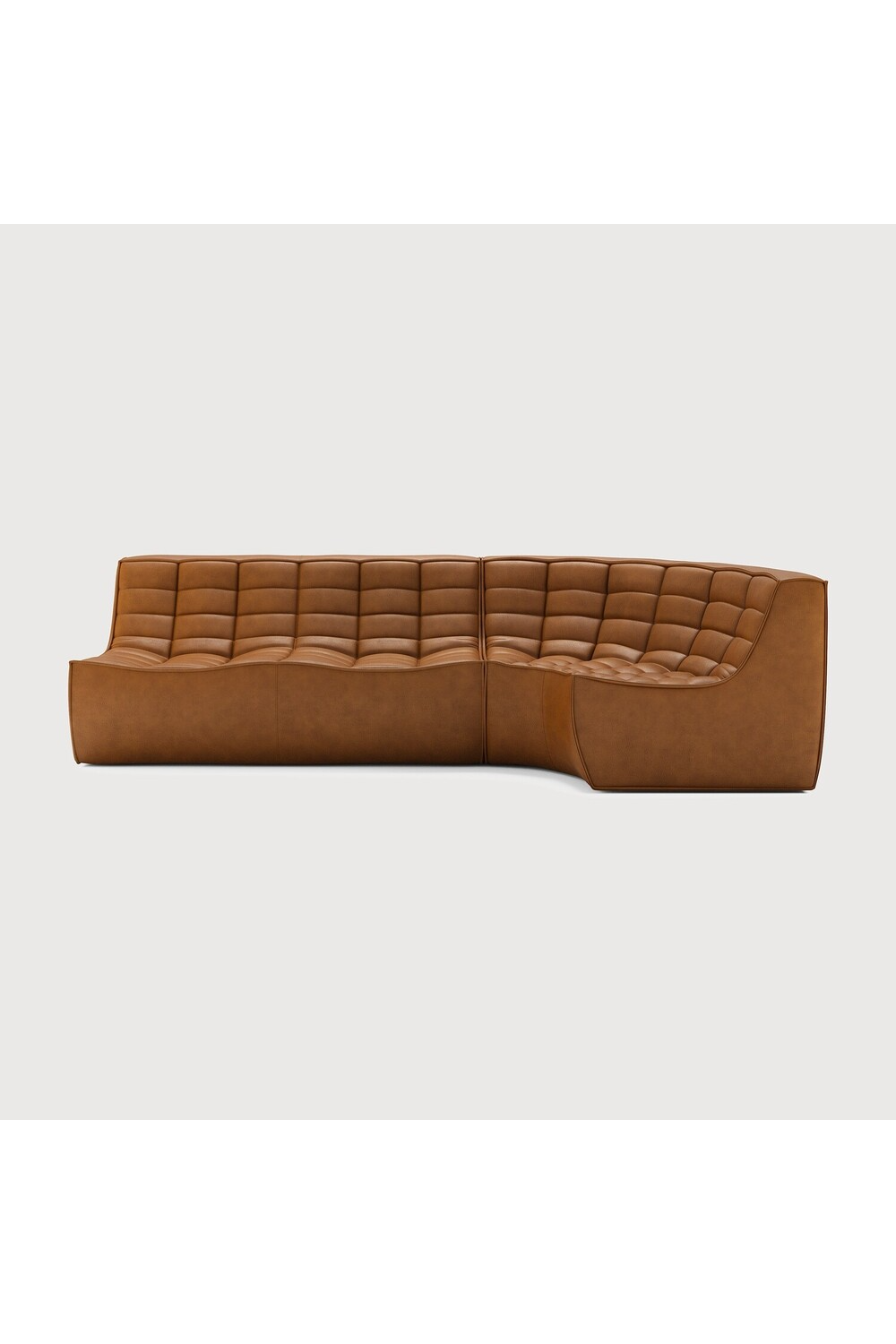 Brown Leather 2-Seater Modular Sofa | Oroa.com