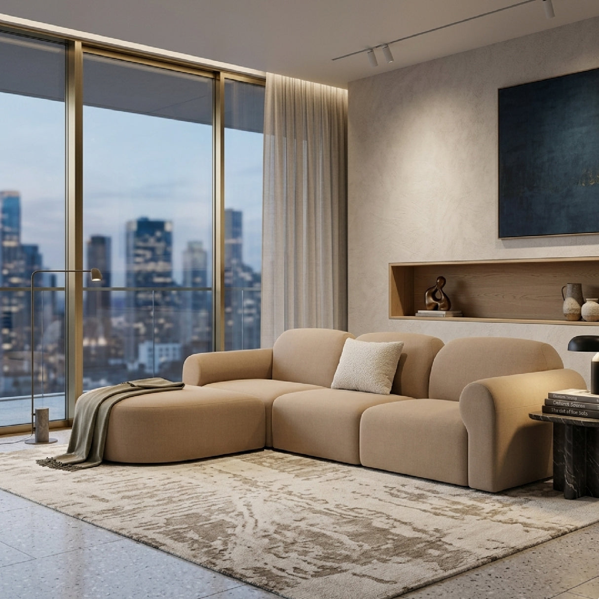 Modern European furniture - Modular Sofa with Semi - Circle Footstool - www.oroa.com | Oroa.com