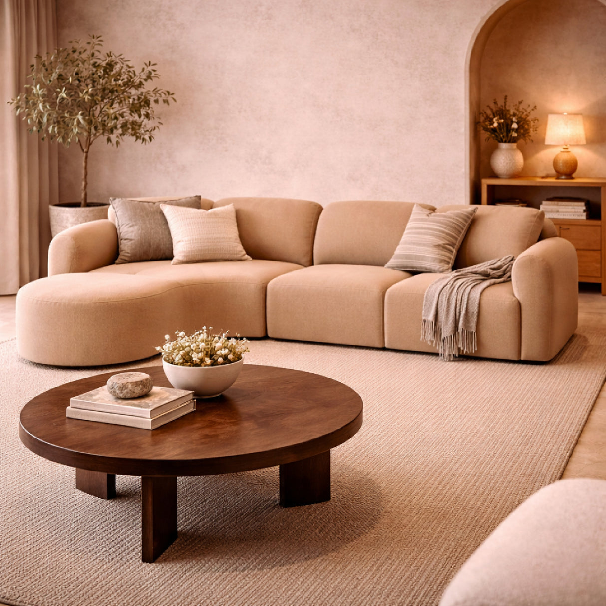 Modern European furniture - Modular Sofa Set with Semi-Circle Stool - www.oroa.com | Oroa.com