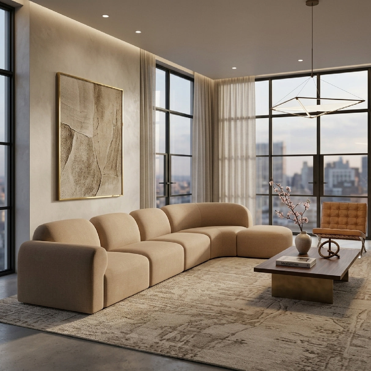 Modern European furniture - Modular Sofa Set with Semi-Circle Stool - www.oroa.com | Oroa.com