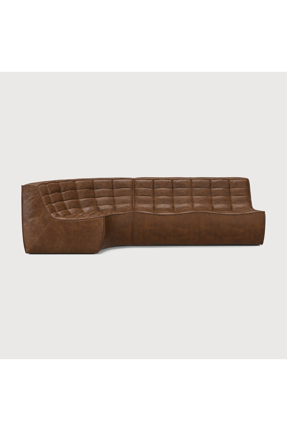 Dark Brown Leather 2-Seater Modular Sofa | Oroa.com