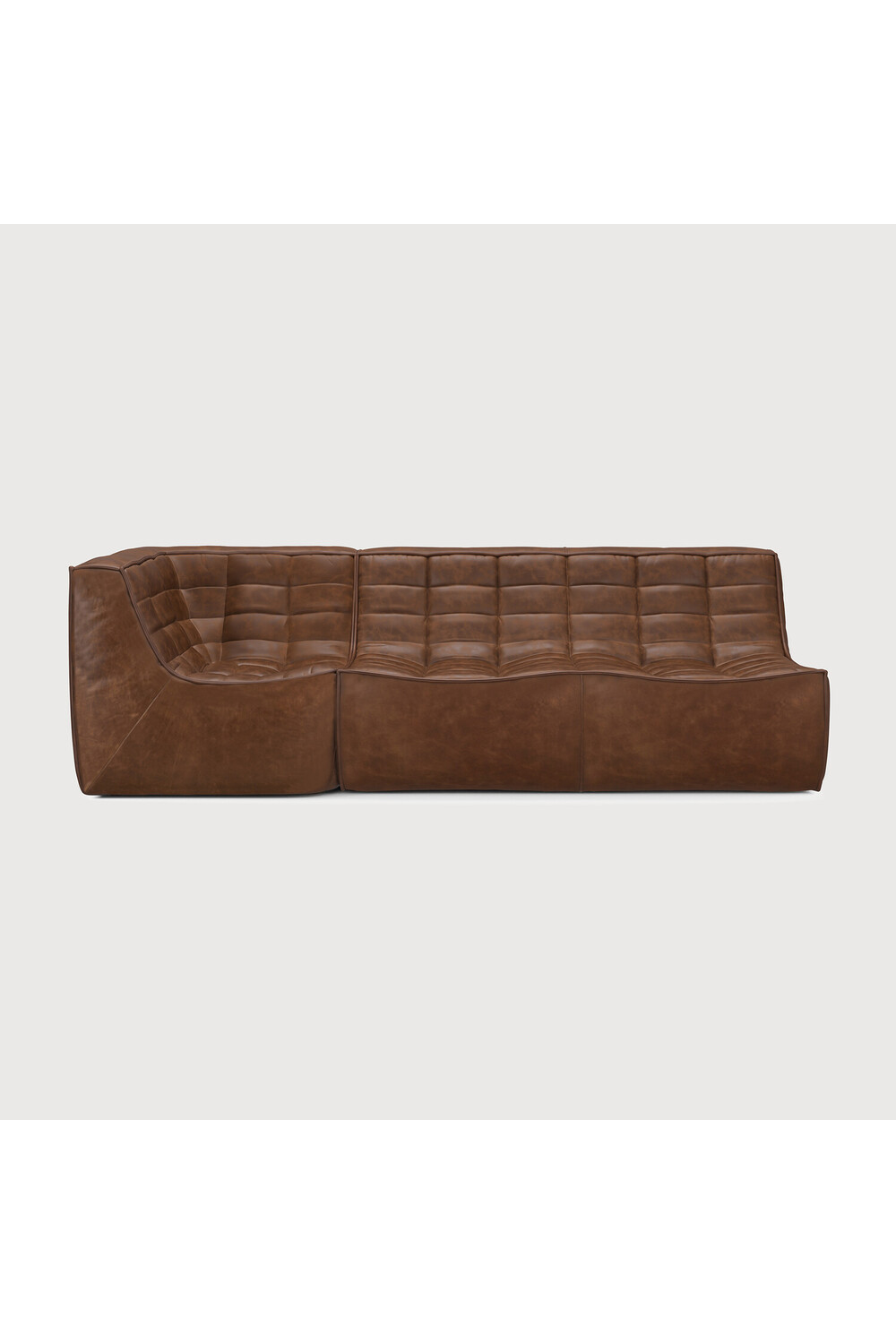 Dark Brown Leather 2-Seater Modular Sofa | Oroa.com