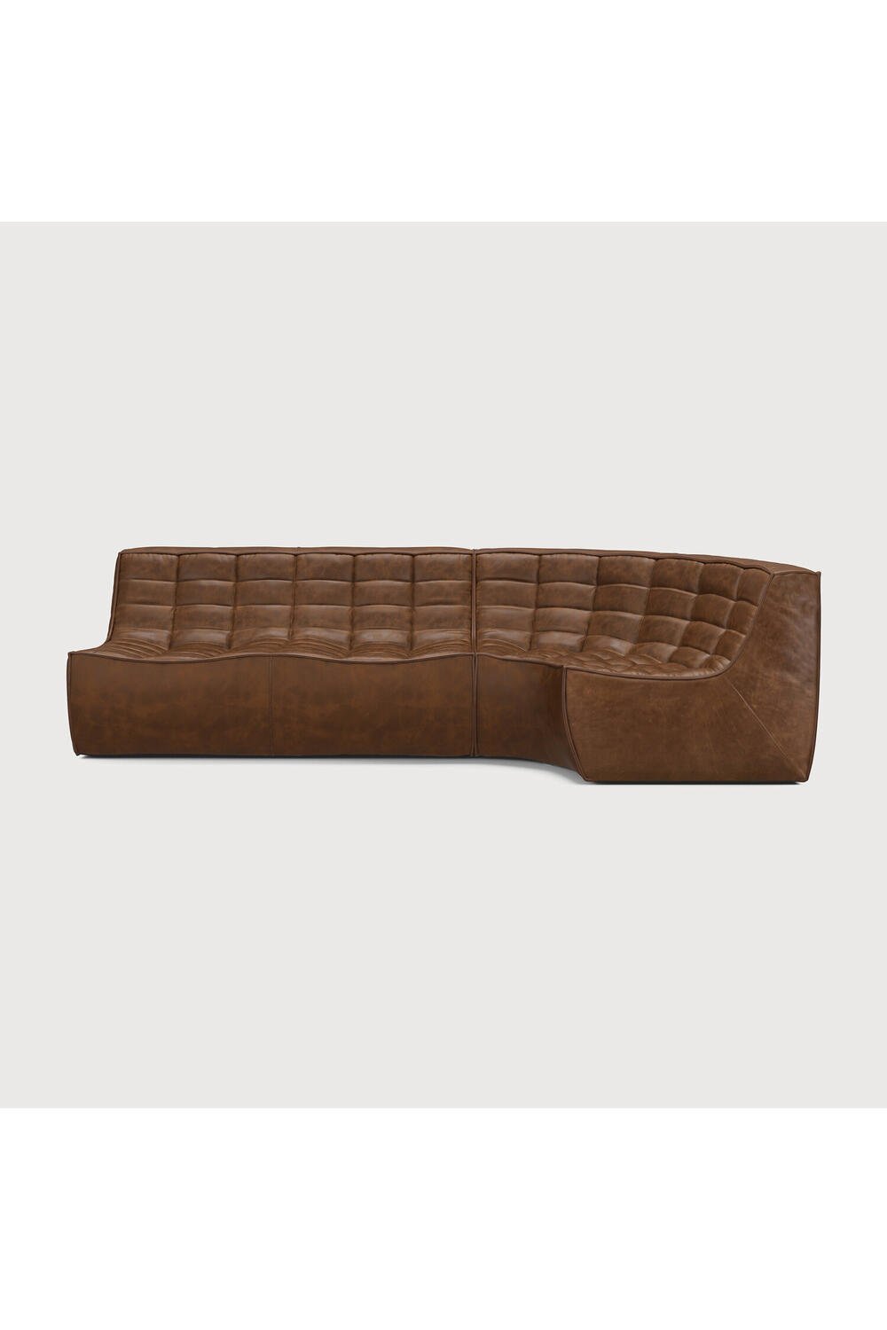 Dark Brown Leather 2-Seater Modular Sofa | Oroa.com