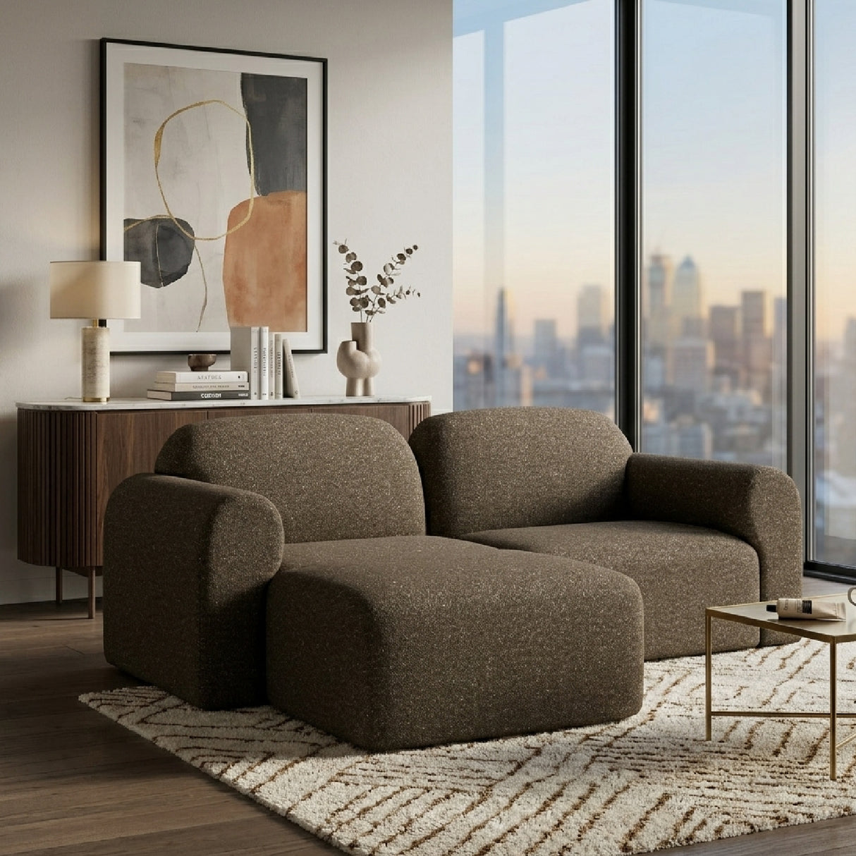 Modern European furniture - End Seater Sofa with Footstool - www.oroa.com | Oroa.com