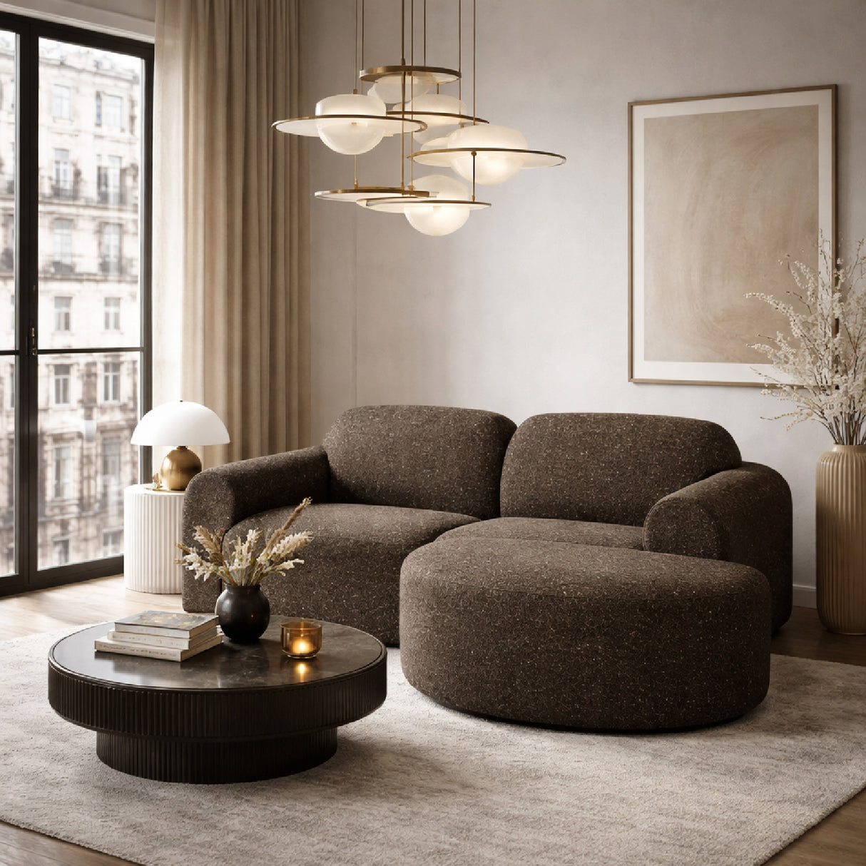 Modern European furniture - End Seater Sofa with Semi-Circle Footstool - www.oroa.com | Oroa.com