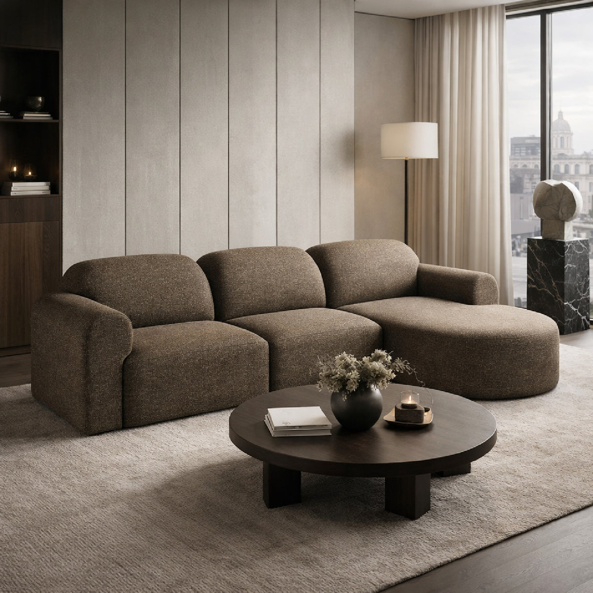 Modern European furniture - Modular Sofa with Semi - Circle Footstool - www.oroa.com | Oroa.com