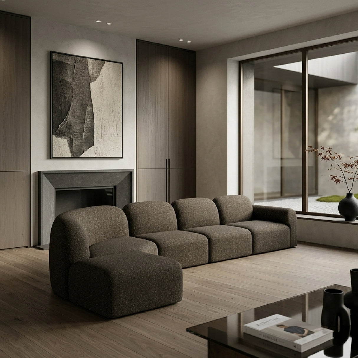 Modern European furniture - Curved Modular Sofa with Stool - www.oroa.com | Oroa.com