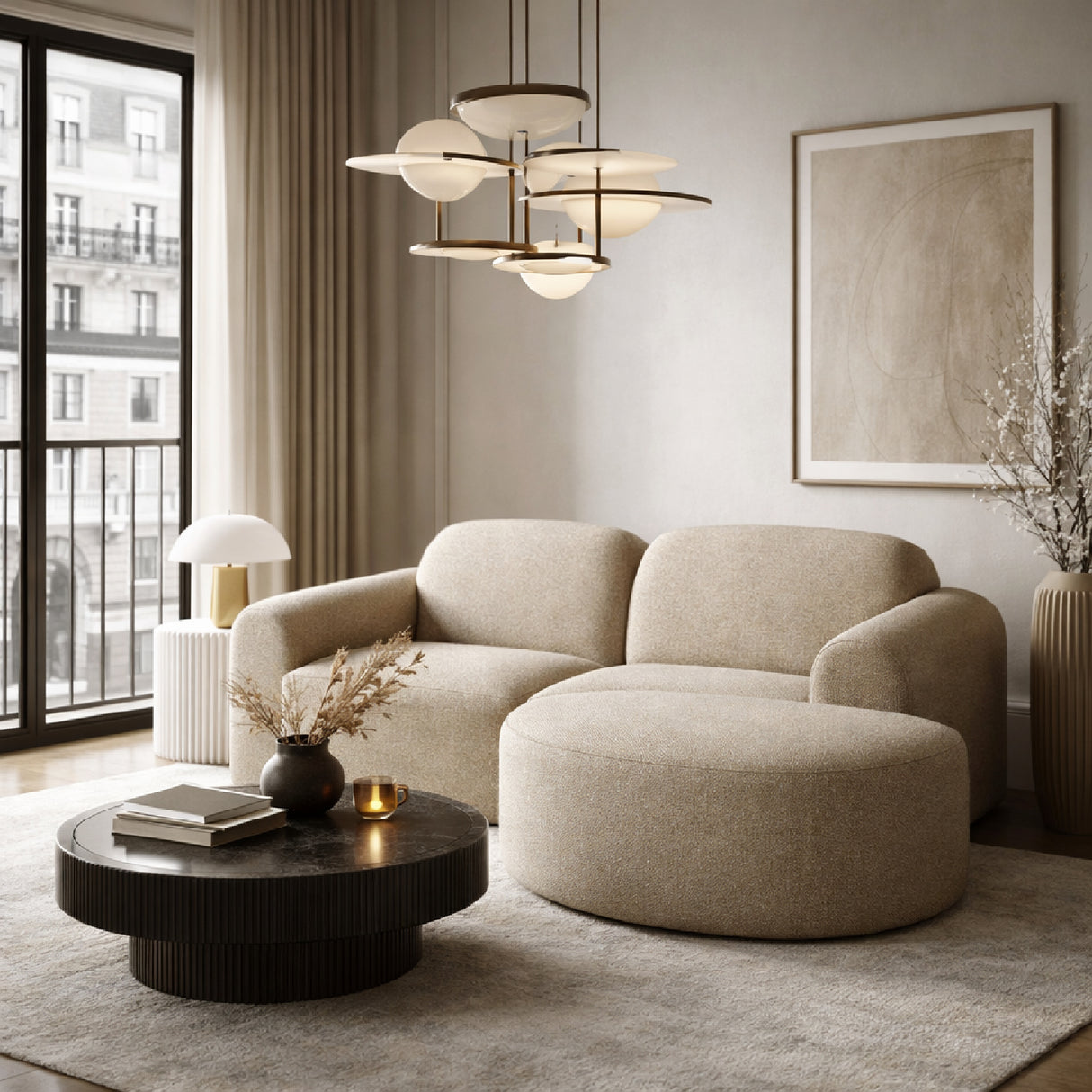 Modern European furniture - End Seater Sofa with Semi-Circle Footstool - www.oroa.com | Oroa.com