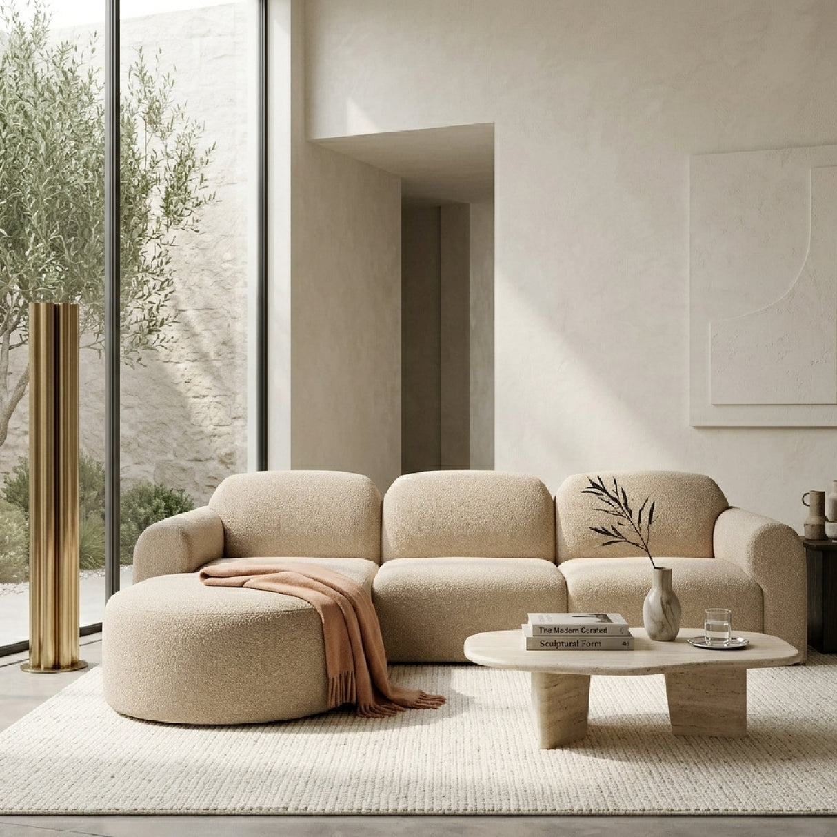 Modern European furniture - Modular Sofa with Semi - Circle Footstool - www.oroa.com | Oroa.com