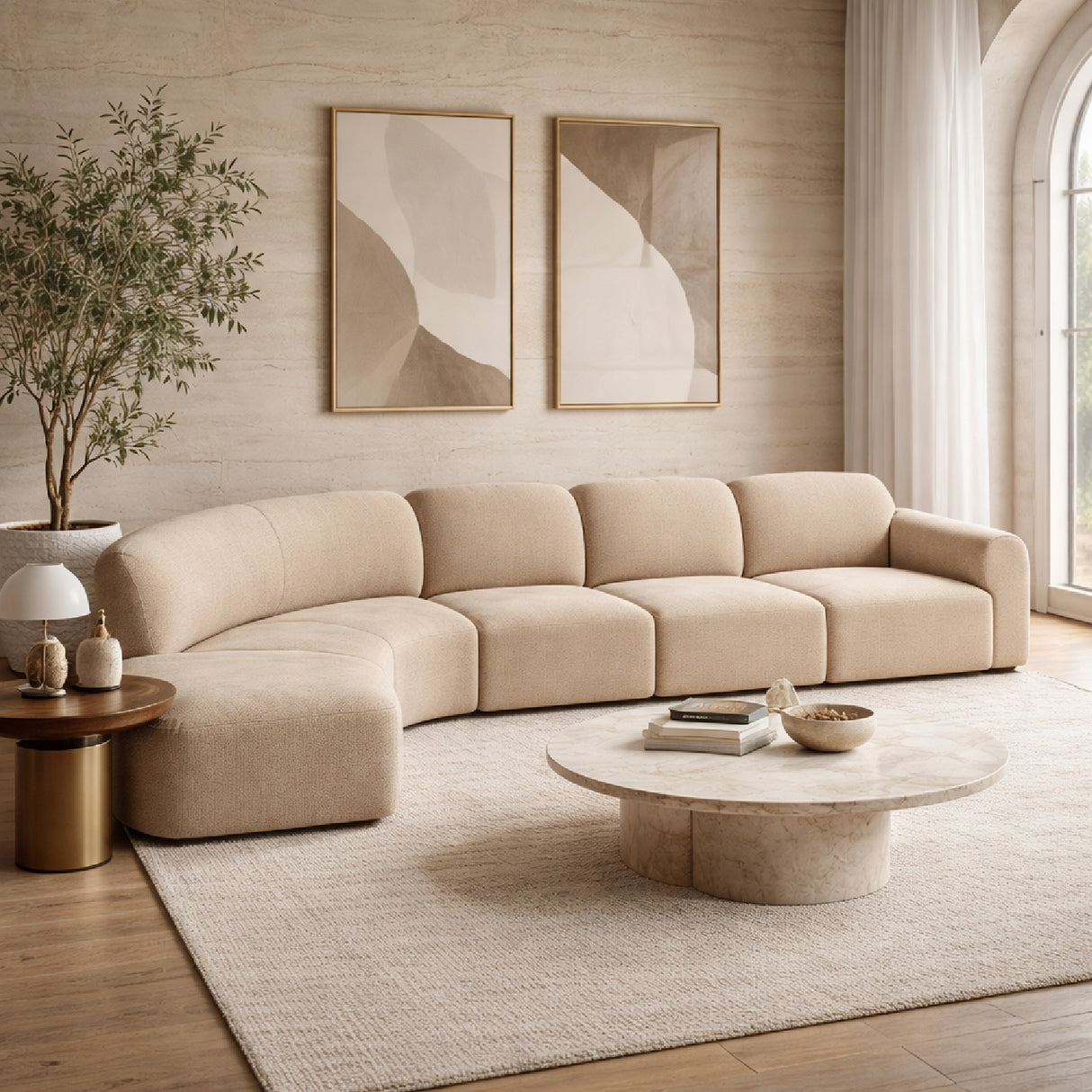 Modern European furniture - Curved Modular Sofa with Stool - www.oroa.com | Oroa.com
