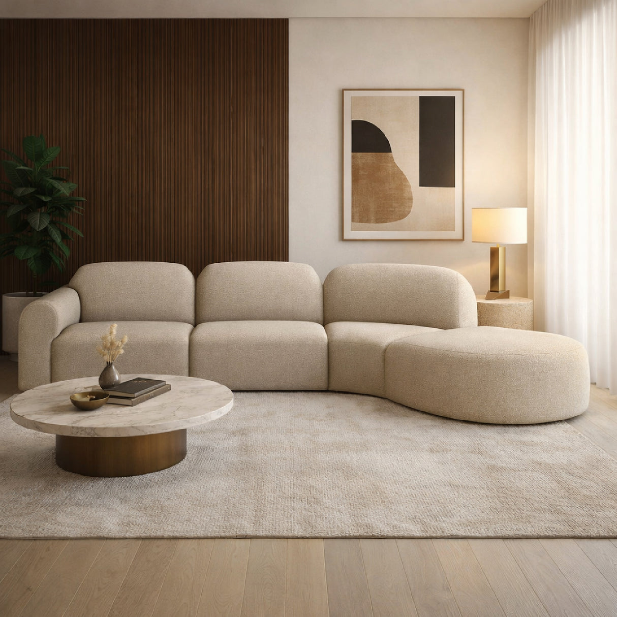 Modern European furniture - Curved Sofa with Semi-Circle Footstool - www.oroa.com | Oroa.com