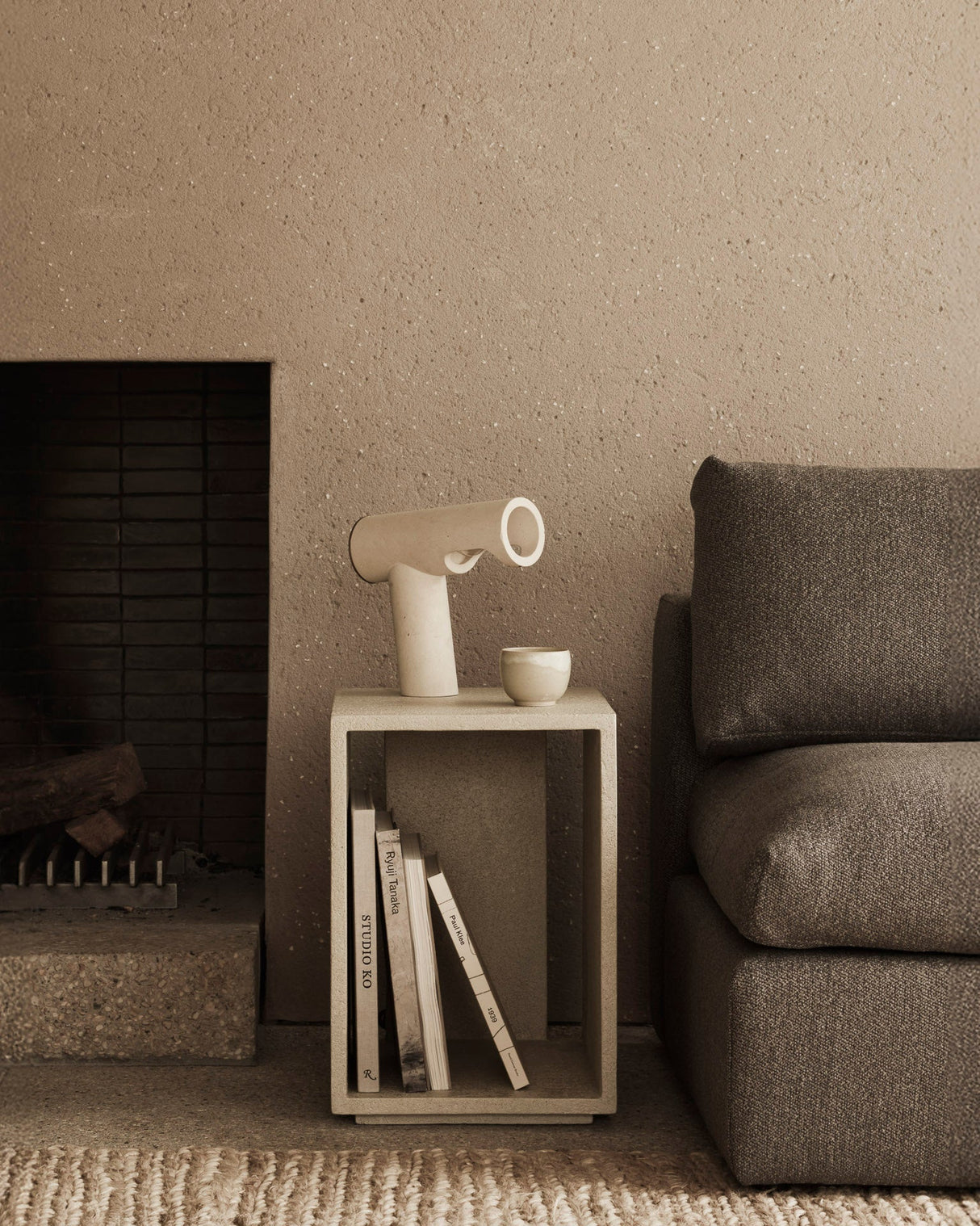 White Microcement Bedside Table | Oroa.com