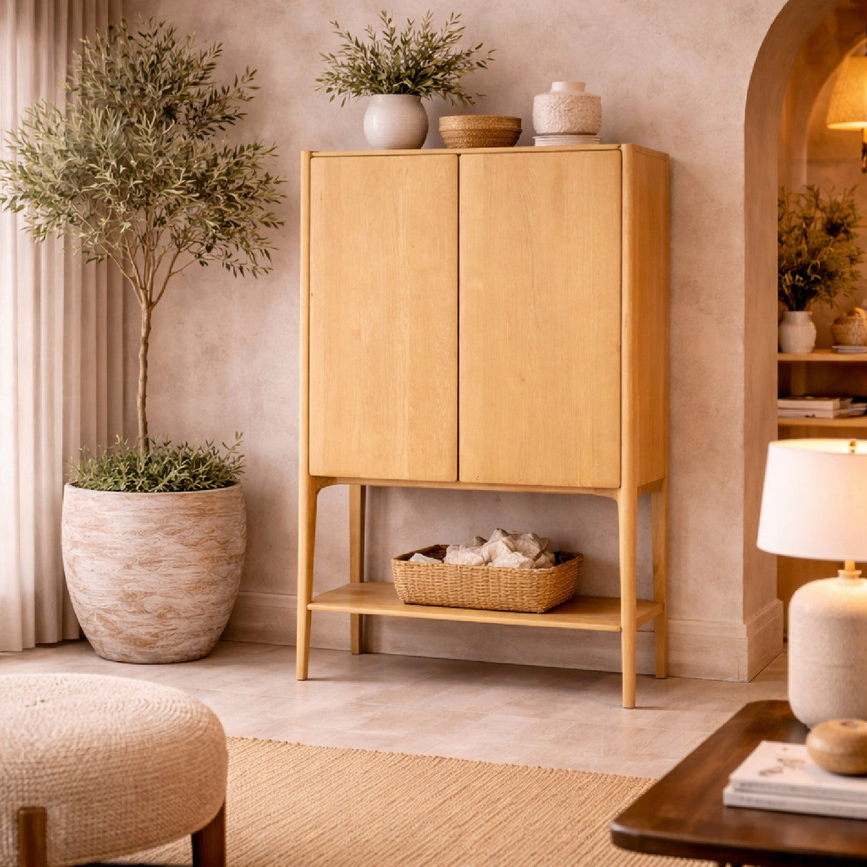 Natural Oak 2-Door Cupboard | Oroa.com