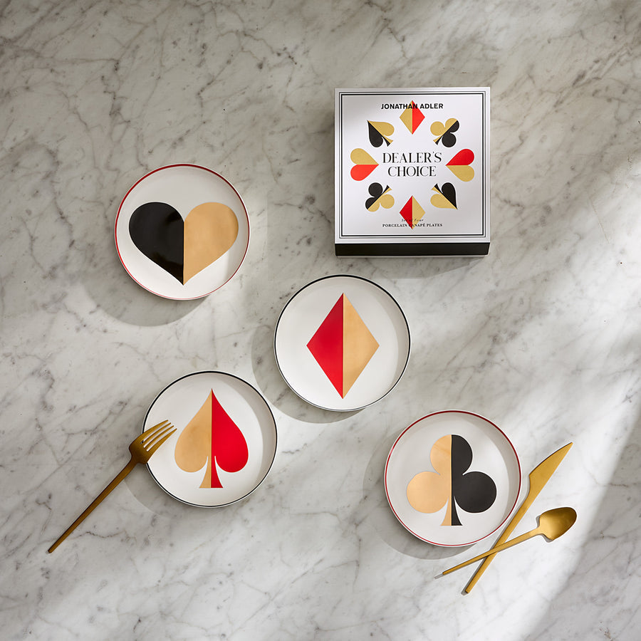 Card Motif Porcelain Plate Set (4) | Oroa.com