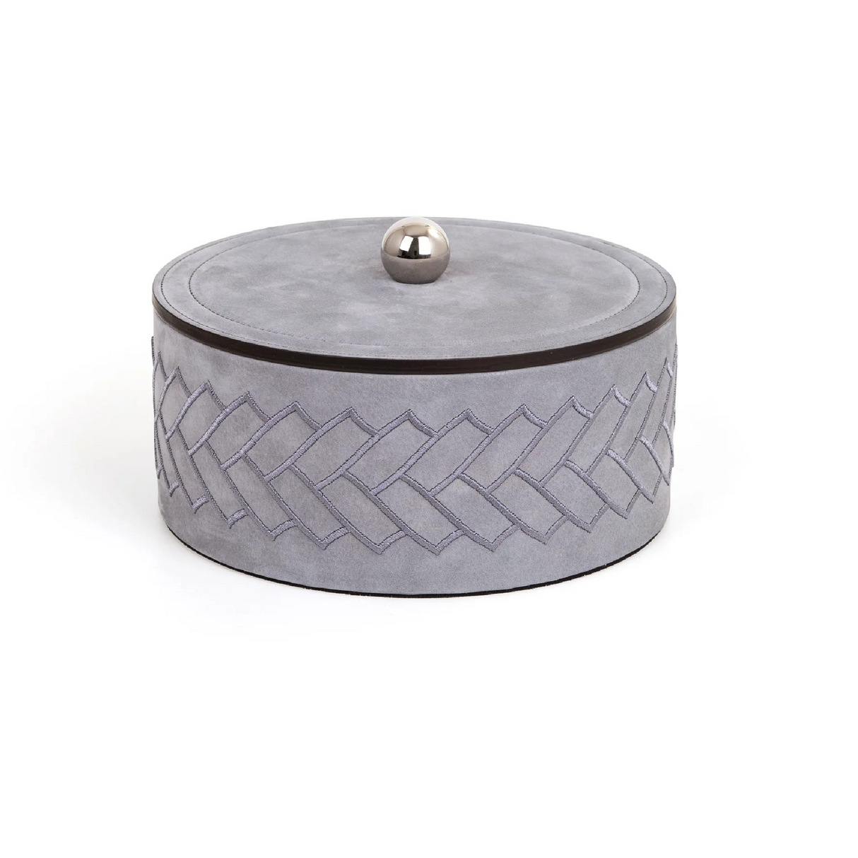 Round Embroidered Leather Box | Oroa.com