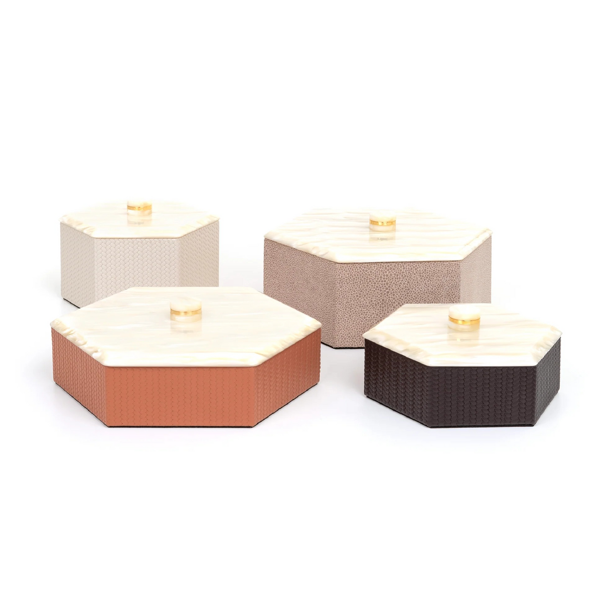 Leather Hexagonal Lidded Box | Oroa.com