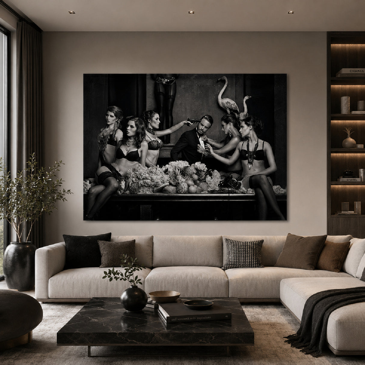 Lady Pointing Gun Monochrome Photographic Art | Oroa.com