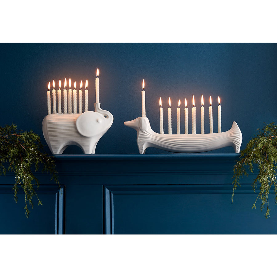 White Stoneware Dog Candle Holder | Oroa.com