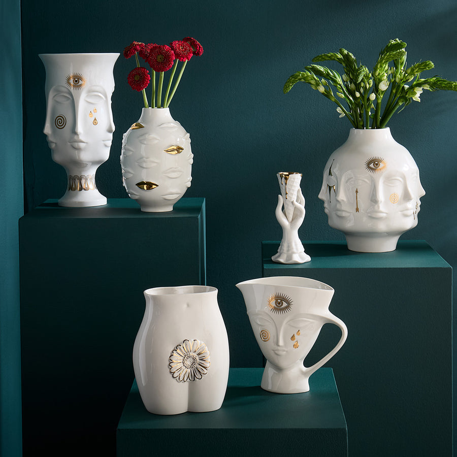 Gilded Porcelain Face Vase L | Oroa.com