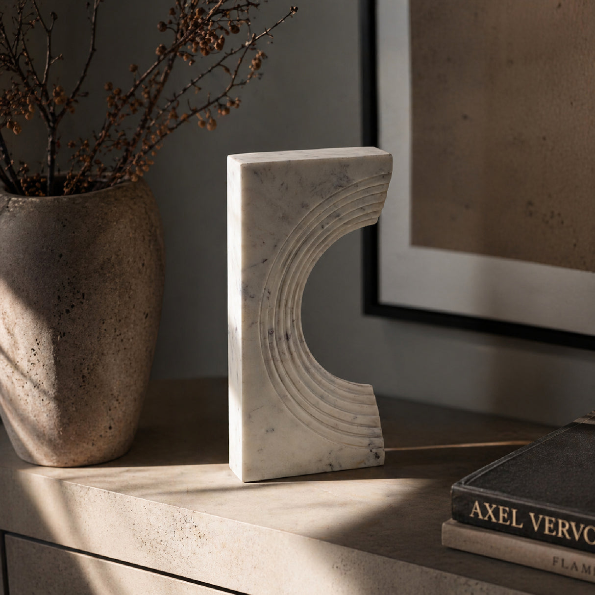 Modern European furniture - Marble Concave Sculpture - www.oroa.com | Oroa.com