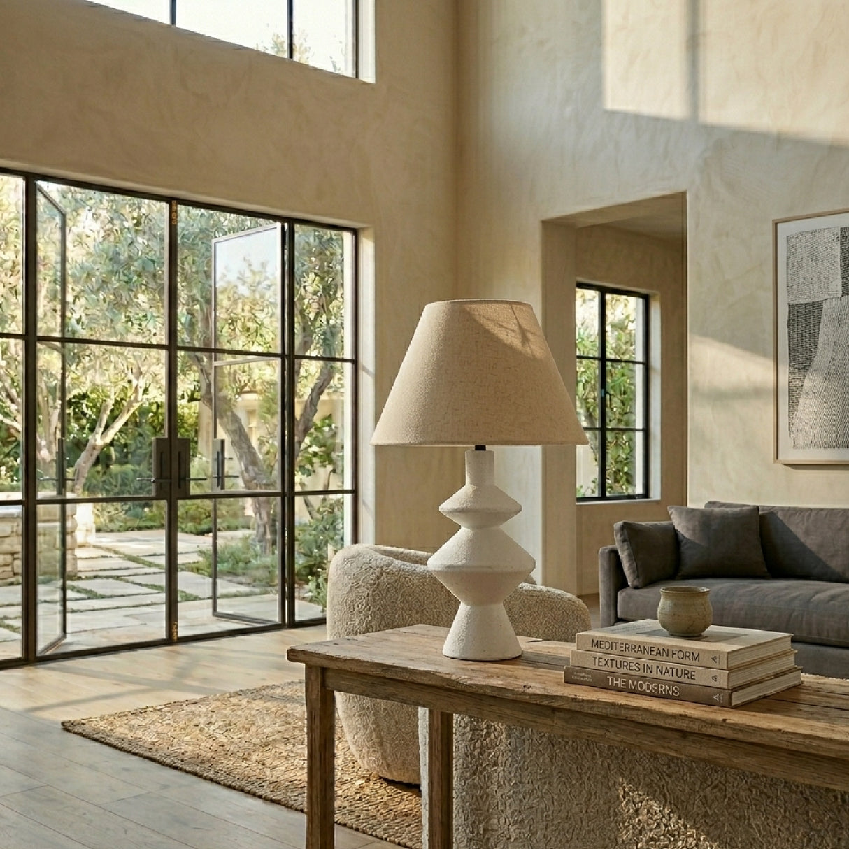 Modern European furniture - White Empire Linen Table Lamp - www.oroa.com | Oroa.com