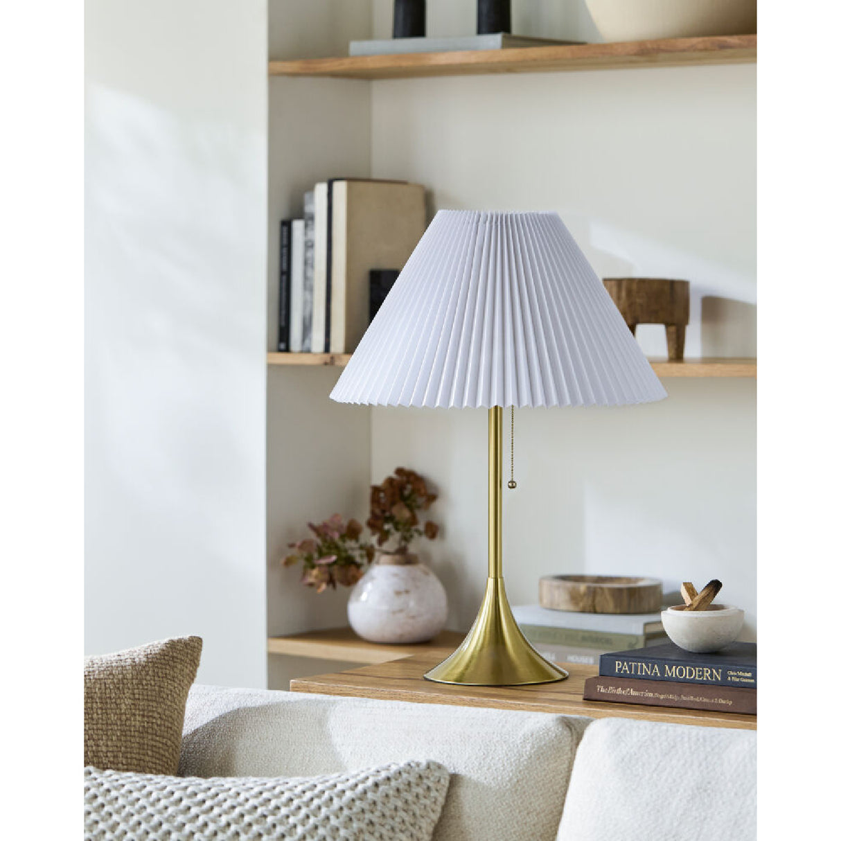 Modern European furniture - White Cotton Pleated Table Lamp - www.oroa.com | Oroa.com
