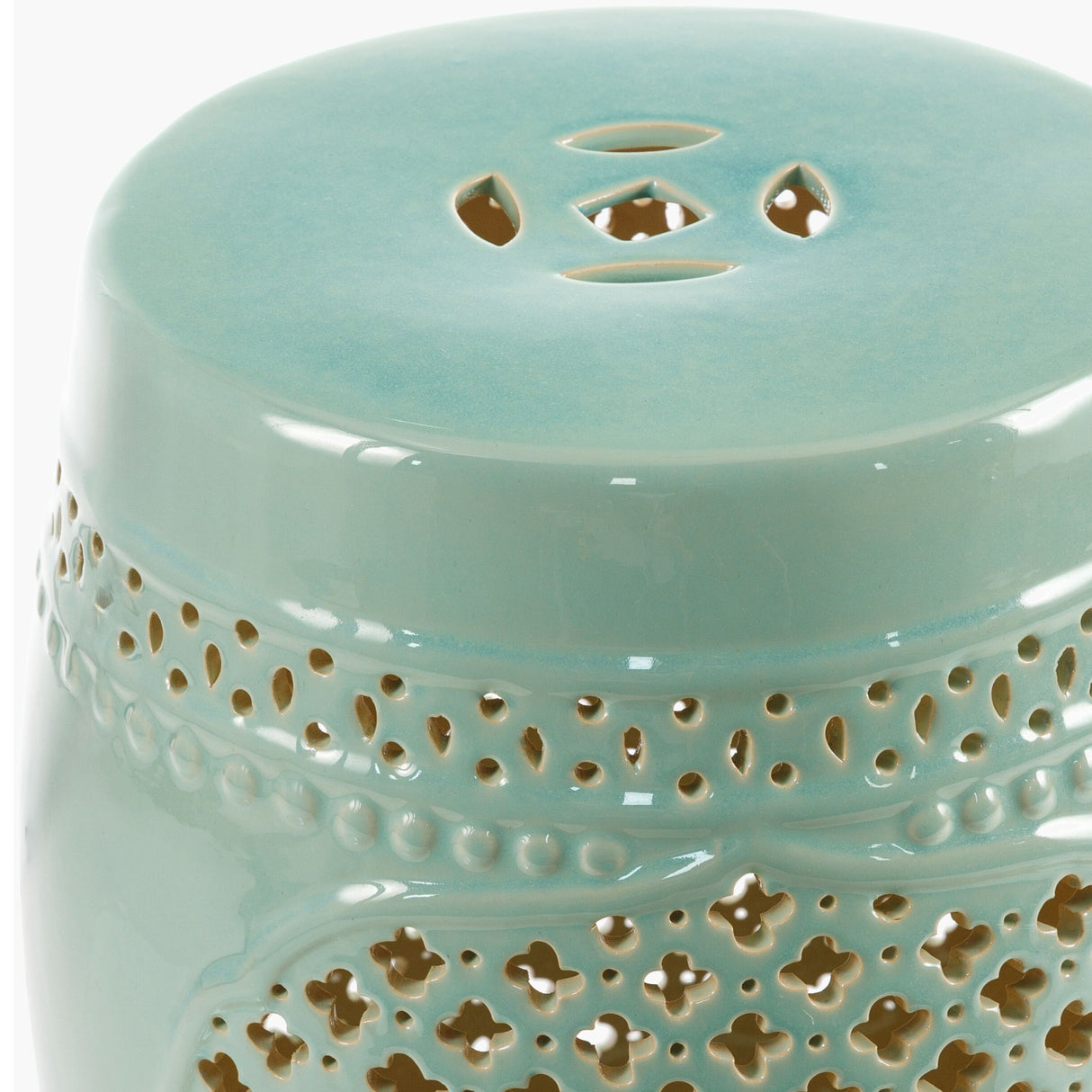 Modern European furniture - Green Quatrefoil Fretwork Garden Stool - www.oroa.com | Oroa.com