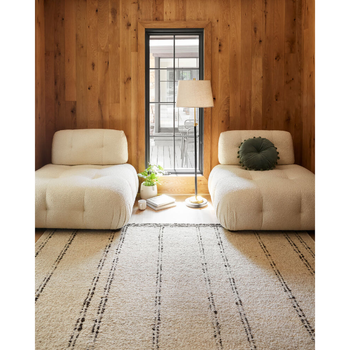 Cream Linen Accent Floor Lamp | Oroa.com
