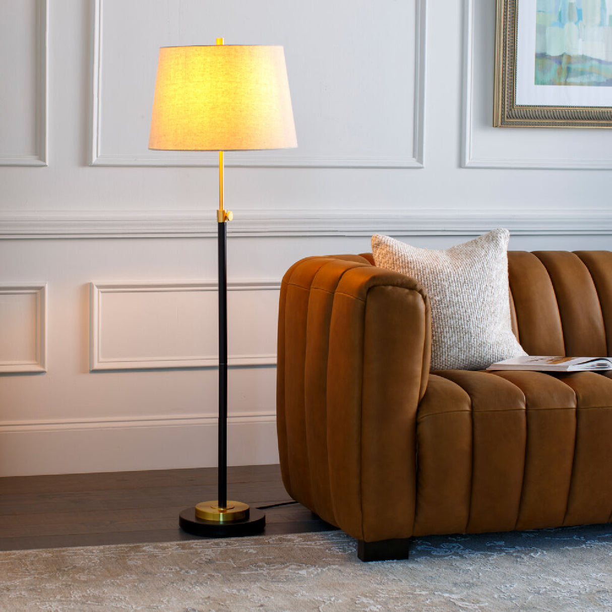Cream Linen Accent Floor Lamp | Oroa.com