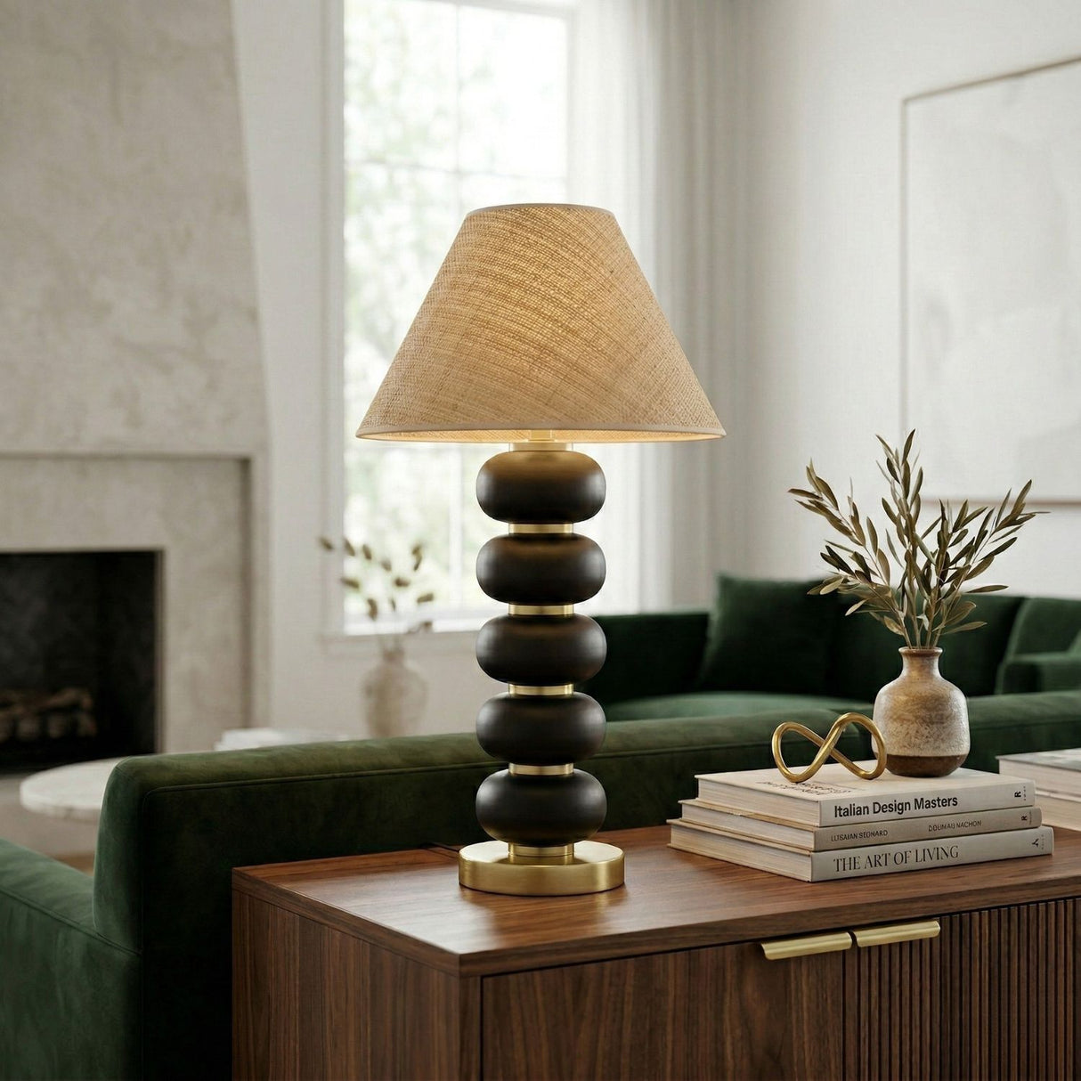 Modern European furniture - Black Wooden Seagrass Table Lamp - www.oroa.com | Oroa.com