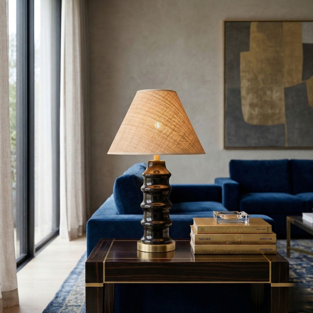 Modern European furniture - Black Ceramic Seagrass Table Lamp - www.oroa.com | Oroa.com