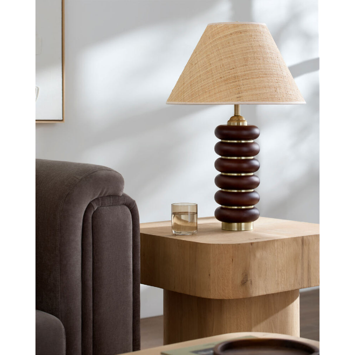 Modern European furniture - Brown Wooden Seagrass Table Lamp - www.oroa.com | Oroa.com