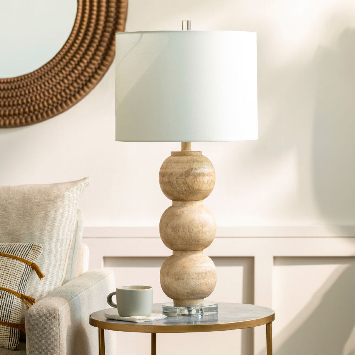 Modern European furniture - Beige Sphere Base Table Lamp - www.oroa.com | Oroa.com
