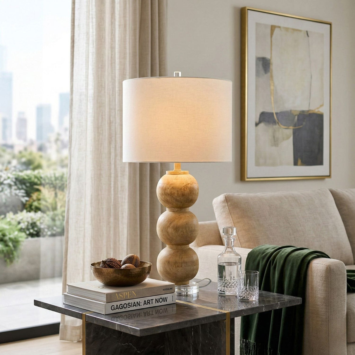 Modern European furniture - Beige Sphere Base Table Lamp - www.oroa.com | Oroa.com
