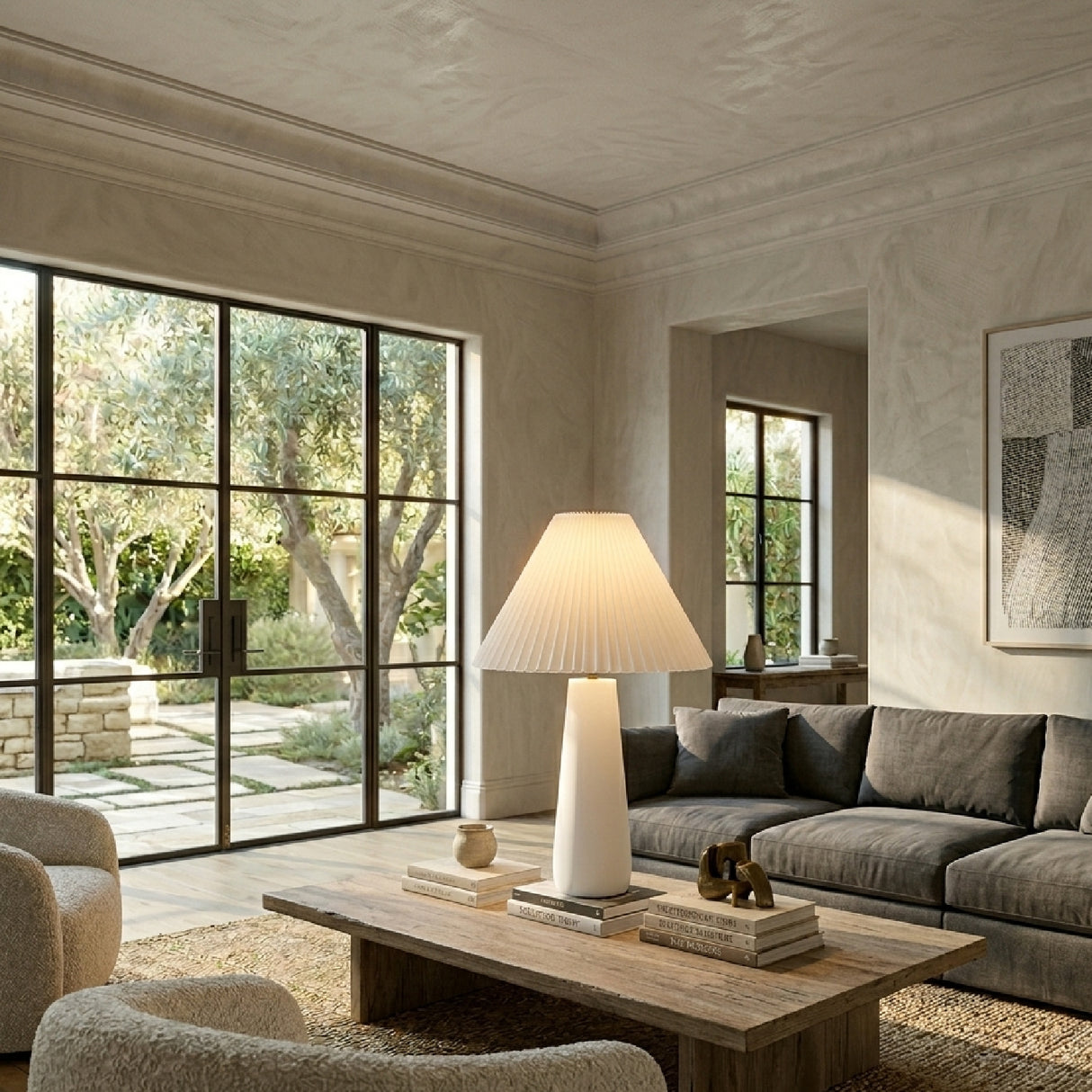 Modern European furniture - Pleated White Cotton Table Lamp - www.oroa.com | Oroa.com