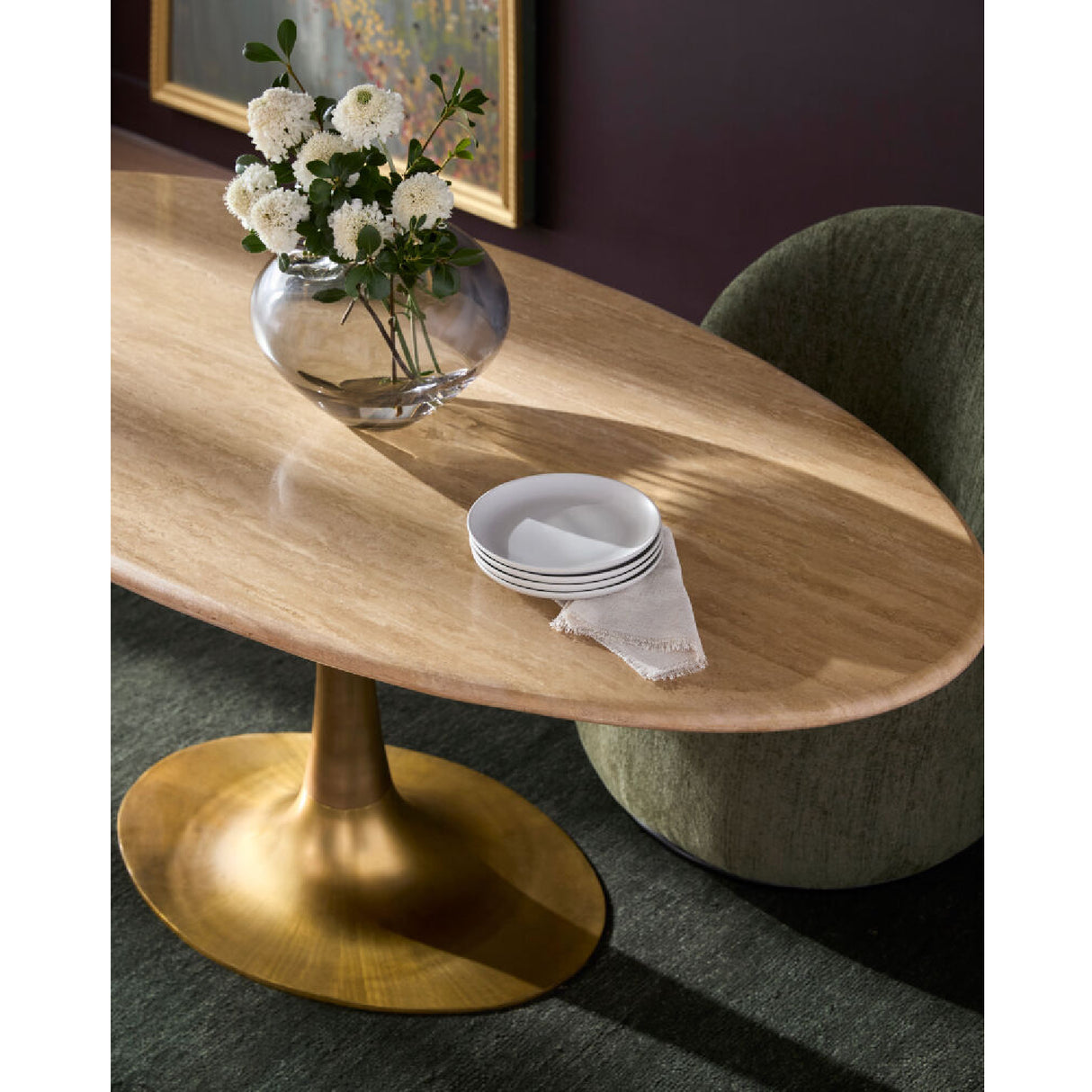 Modern European furniture - Oval Gold Base Dining Table - www.oroa.com | Oroa.com