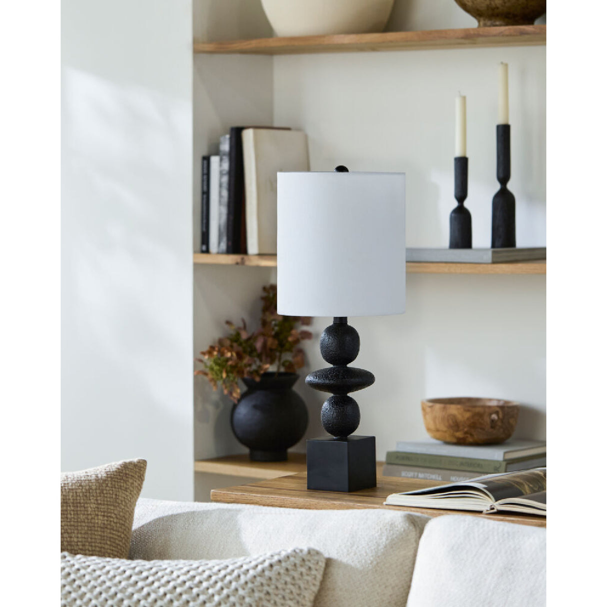 Modern European furniture - Geometric Stacked Linen Table Lamp - www.oroa.com | Oroa.com
