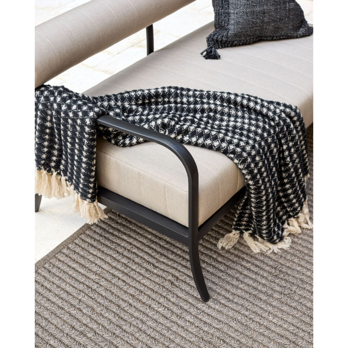 Modern European furniture - Black Aluminum Outdoor Loveseat - www.oroa.com | Oroa.com