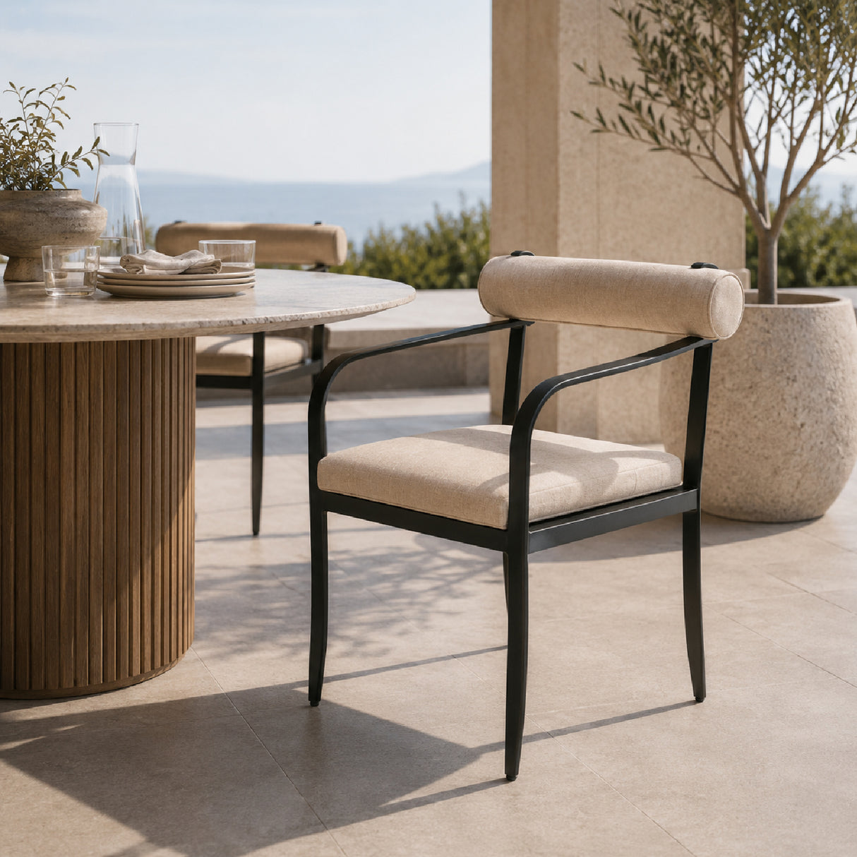 Modern European furniture - Black Aluminum Outdoor Dining Chair - www.oroa.com | Oroa.com