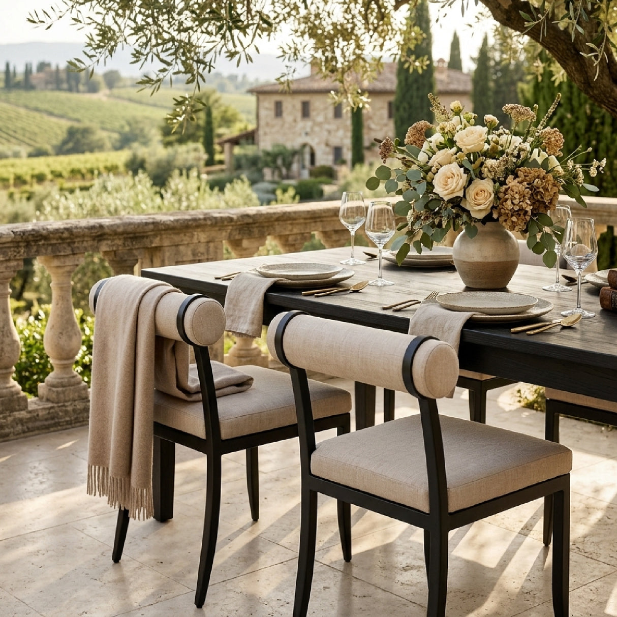 Modern European furniture - Black Aluminum Outdoor Dining Chairs (2) - www.oroa.com | Oroa.com