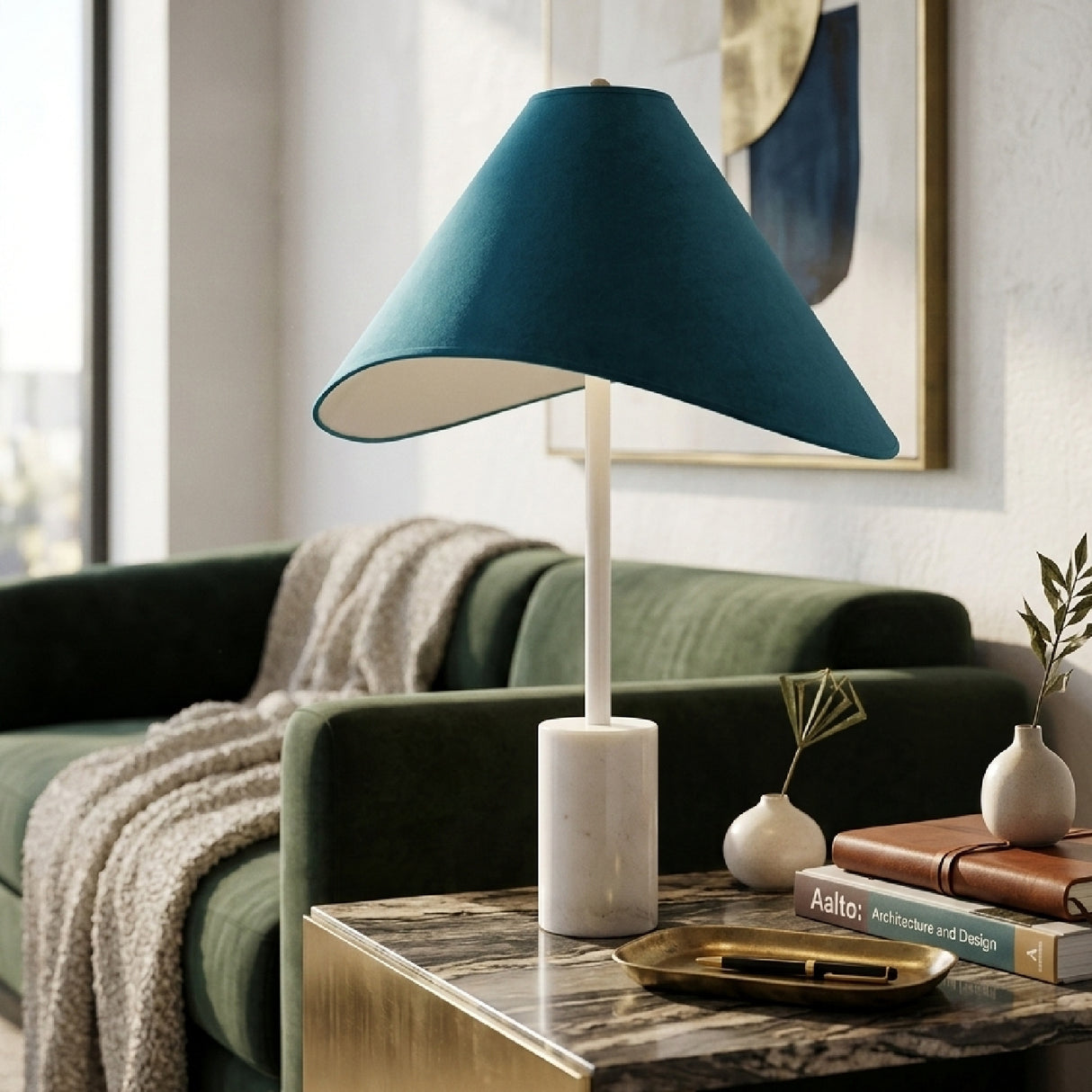 Modern European furniture - Marble Base Cotton Table Lamp - www.oroa.com | Oroa.com