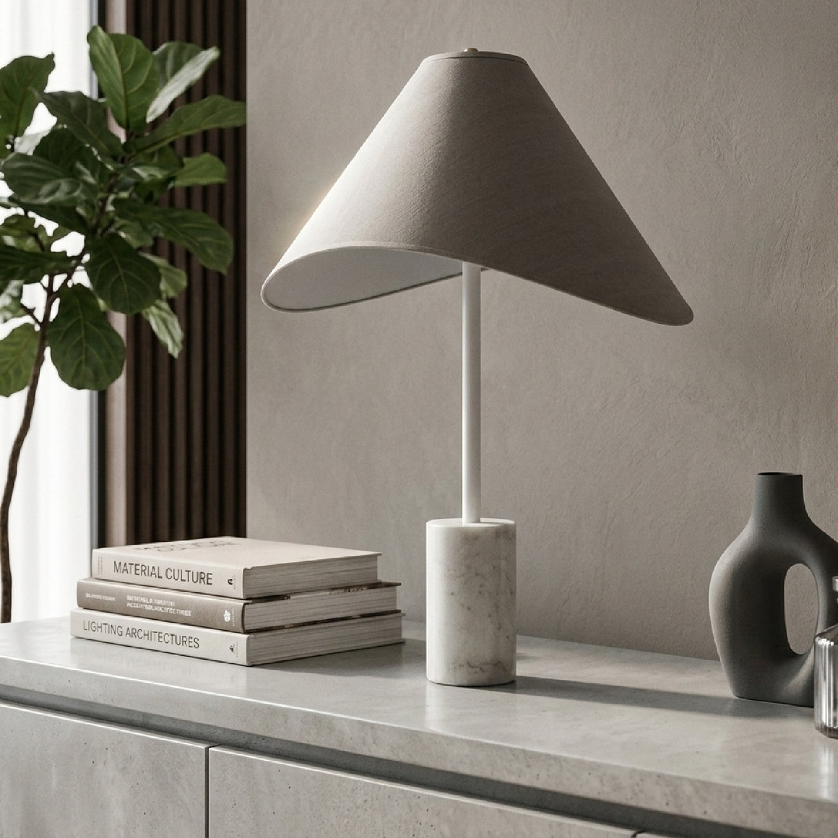 Modern European furniture - Marble Base Cotton Table Lamp - www.oroa.com | Oroa.com