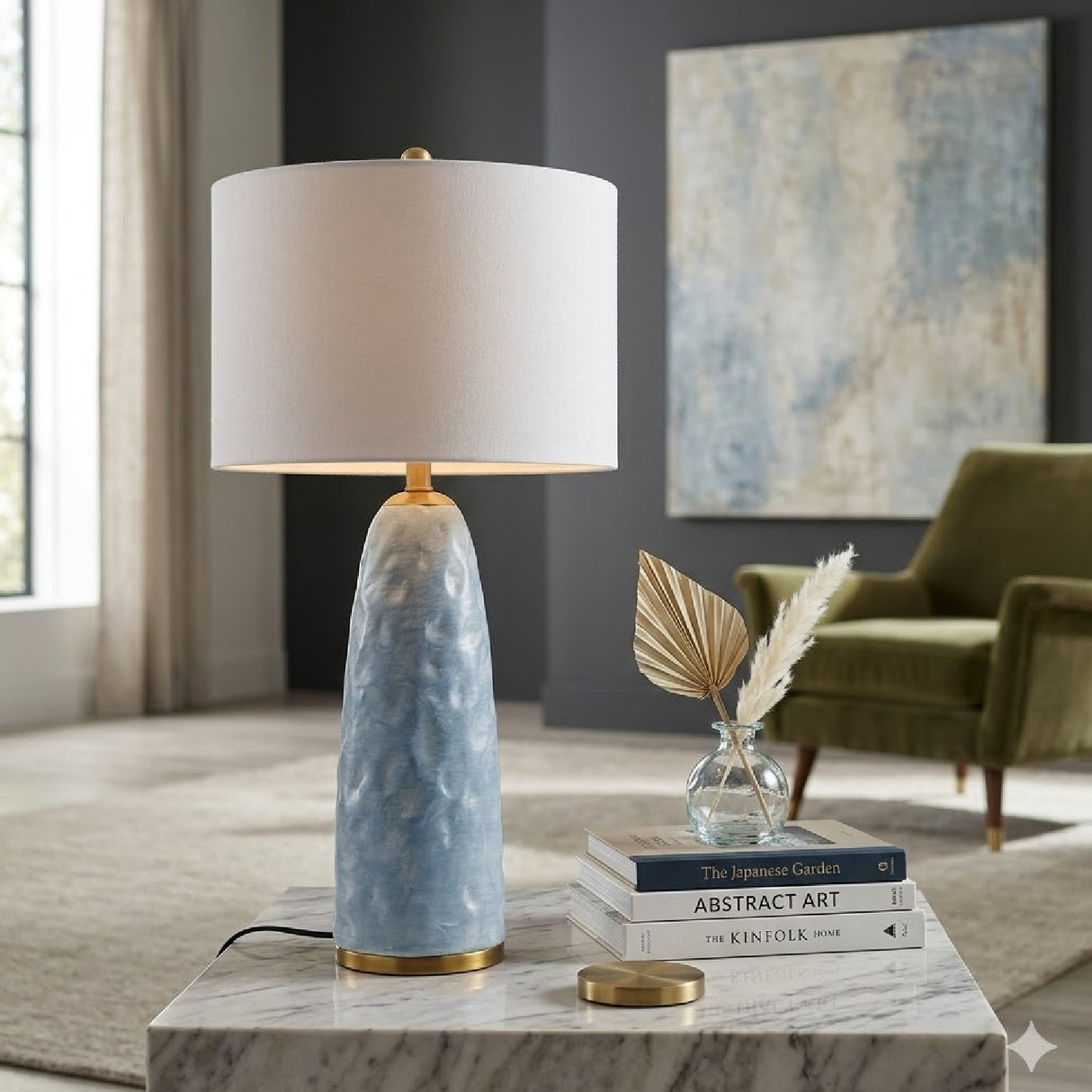 Modern European furniture - Blue Base Accent Table Lamp - www.oroa.com | Oroa.com